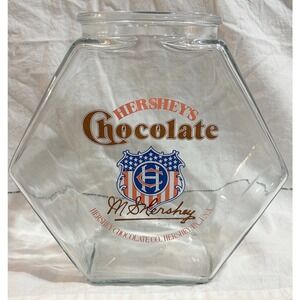 Vintage Hershey's Chocolate Glass Candy Jar Hexagon Ad Store Display No Lid